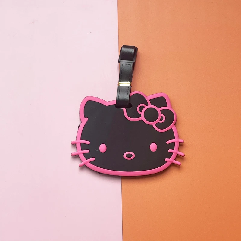 Anime Sanrio Hello Kitty Luggage Tag Kawaii Soft Rubber Portable Pull Rod Baggage Boarding Bag Tag Name Travel Accessorie