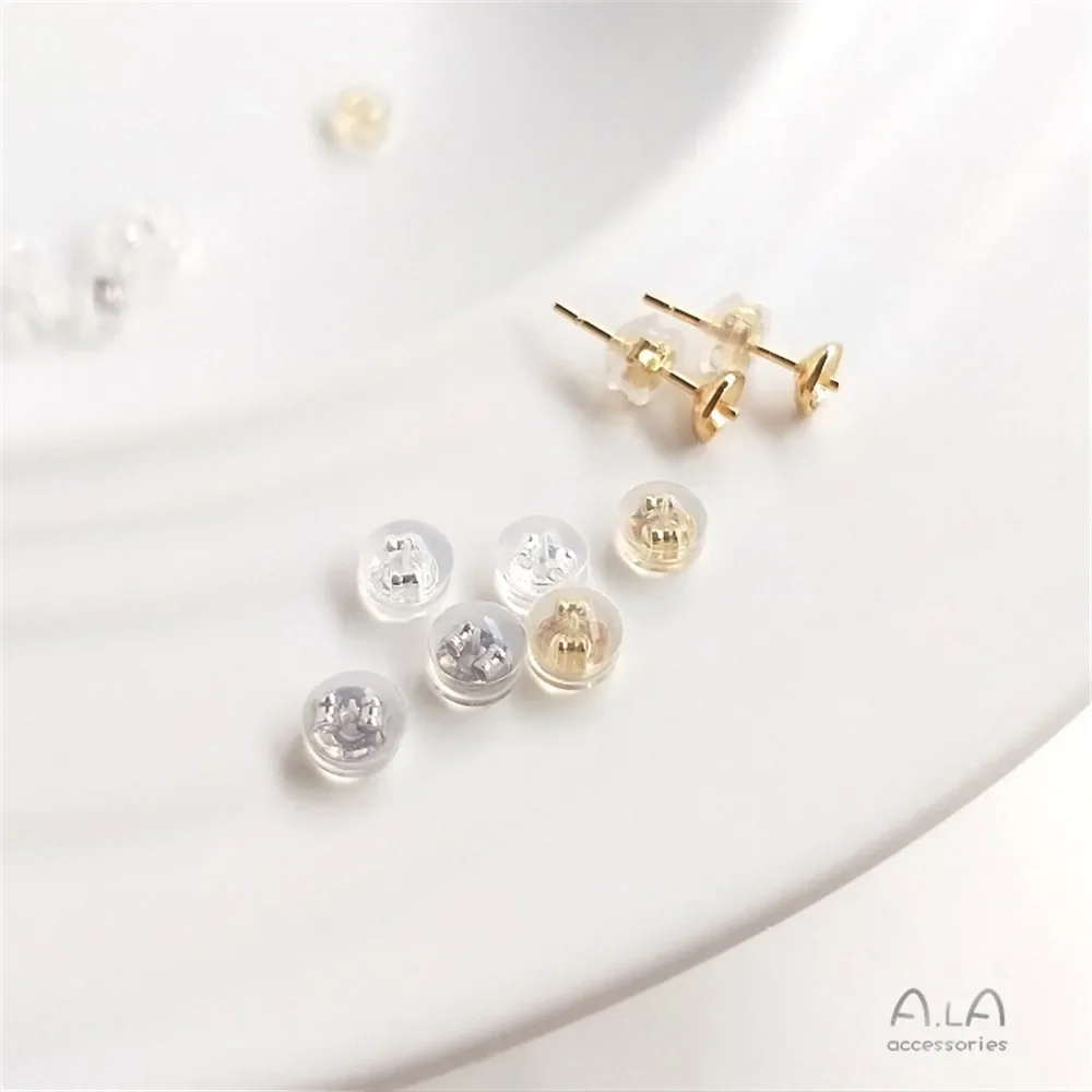 

14K Gold Plated Ear cap, ear stud, ear plug, earring, anti-allergy soft silica gel, gold and silver ear accessories