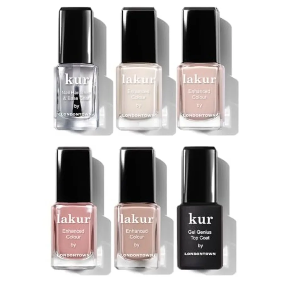 The Sophisticate Collection - Full Manicure Nail Polish Kit with Nail Hardener and Base Coat, Gel Genius Top Coat, and 4 Nail C
