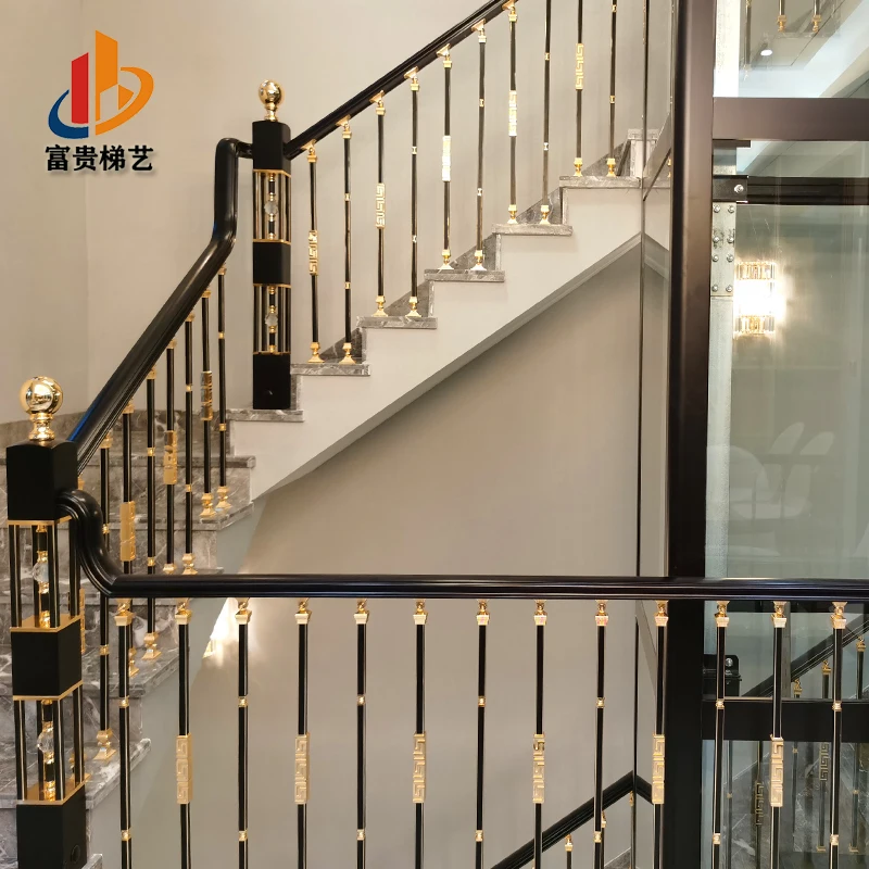 Villa stair railing new Chinese luxury aluminum art self-built house indoor household aluminum alloy column handrail guardrail c