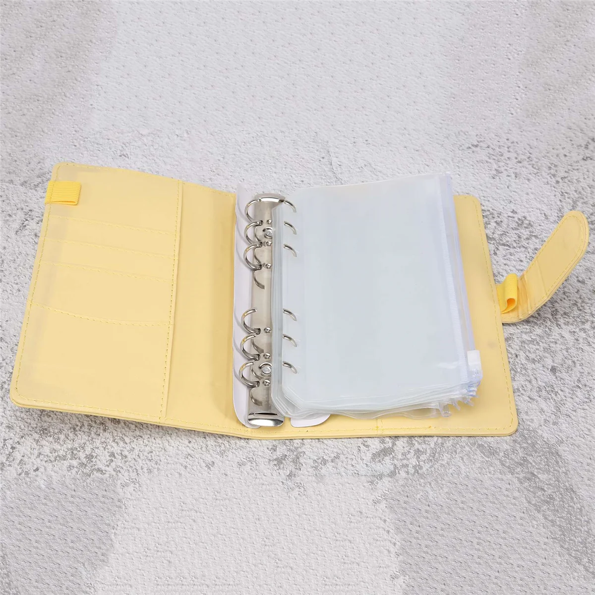 A6 Binder Planner Yellow Notebook Binder and 12 Pieces 6 Hole Binder Zipper Folder,Binder Pockets Cash Envelope Wallet