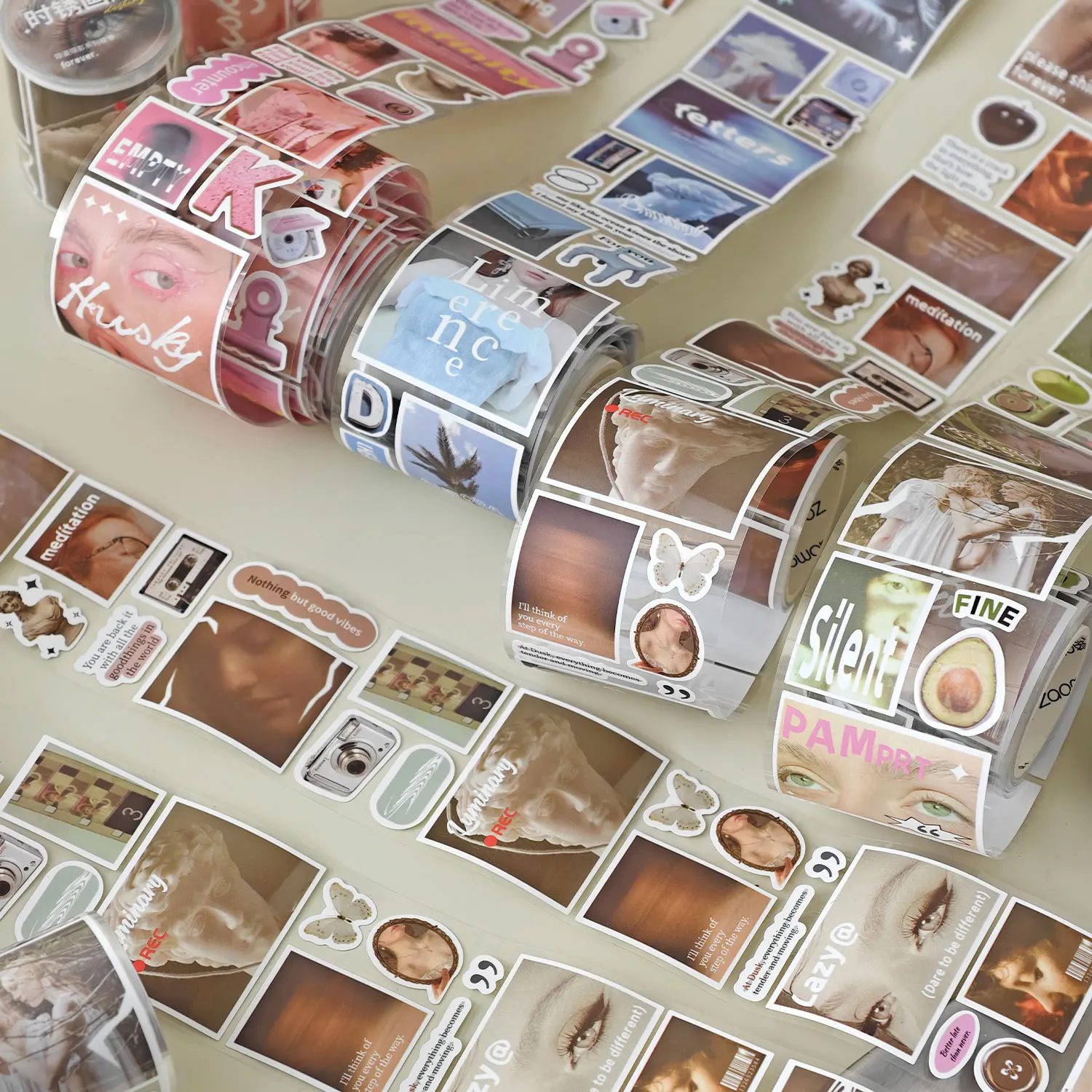 

Qiongzi Zhaoying Series самоклеящаяся высеченная лента в стиле ретро Ins Magazine, украшение для справочника, наклейки из материала «сделай сам»