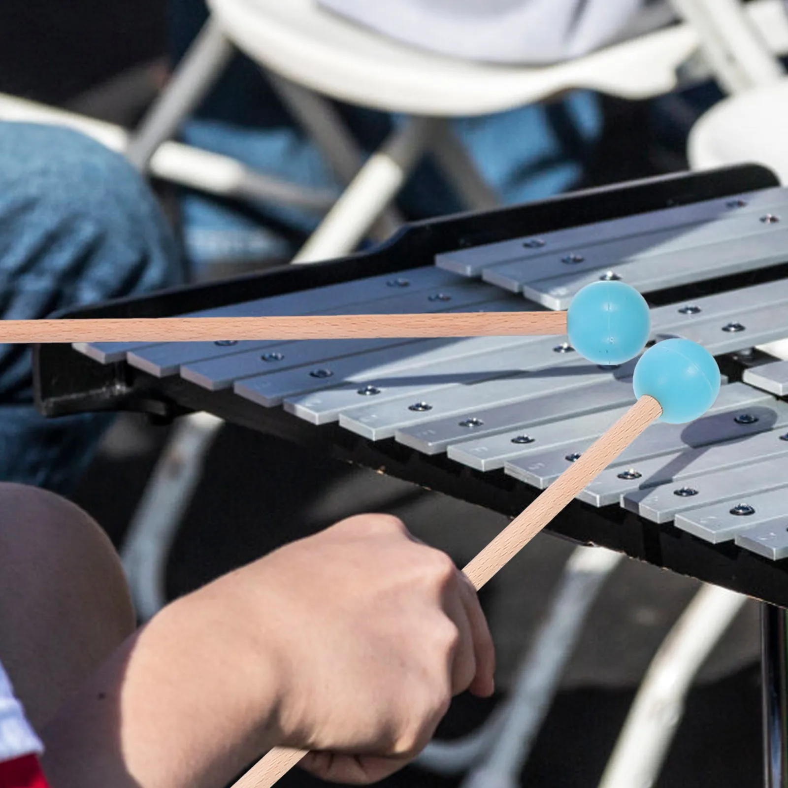 1 Par de Mazos Profesionales para Marimba, Mango de Madera de Arce, Cabeza Redonda de Silicona, Palillos de Percusión para Xilófono, Marimba y Teclado