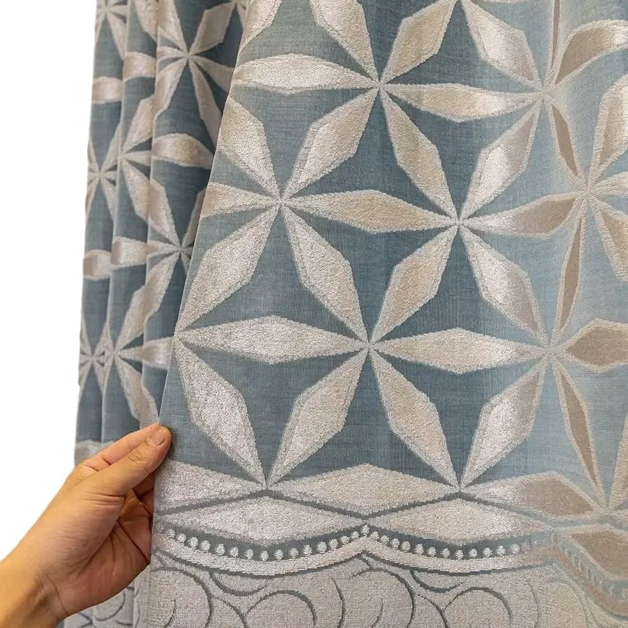 Thickened Translucent Opaque Blackout Curtain Living Room Bedroom New Chinese Jacquard Hollow Curtain Window