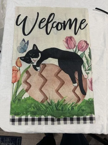 New Easter Bunny Cat Garden Flag 12X18 Inch Double Sided Outside, Welcome YYZ