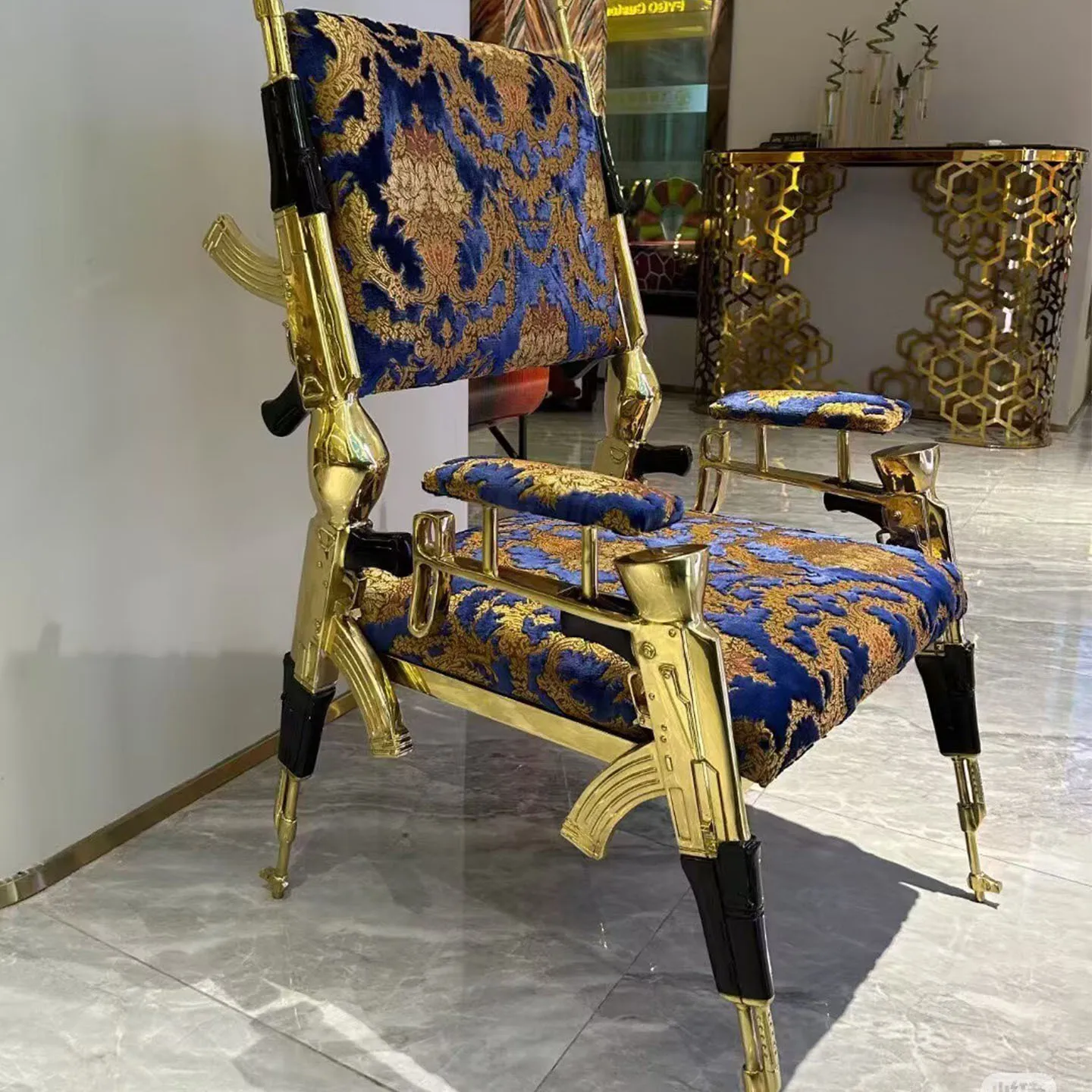 Italian Light Luxury Pure Copper Dining Chair Fabric Soft Bag Designer Villa Luxury Leisure Chair Art Single Armchair