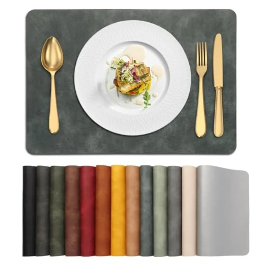 

Салфетки для стола UnivoColors, термостойкие, набор из 8 штук, моющиеся, 12 x 17 дюймов, водонепроницаемые, из искусственной кожи, легко моющиеся, для кухни