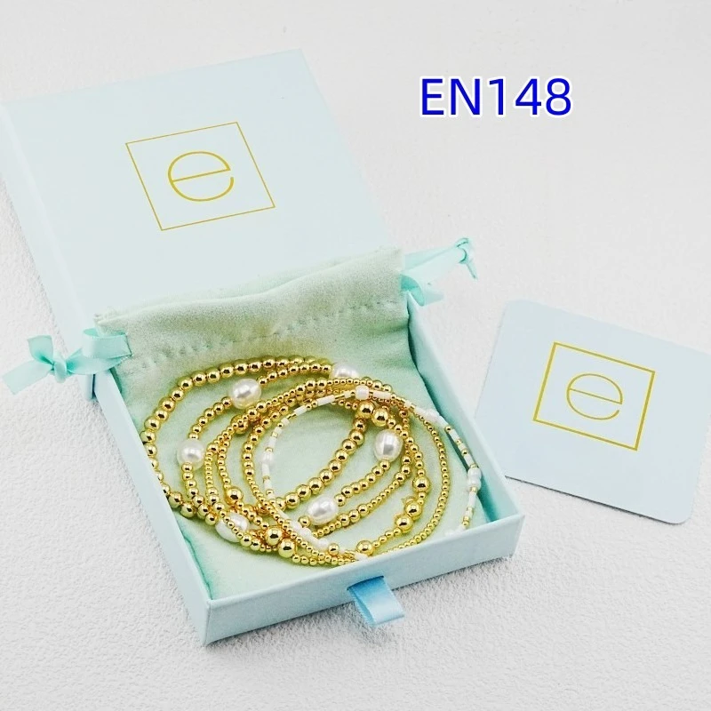 YEEVAA Charm Beads&Artificial Pearls Stretch Stacks of 6 Bracelets, Fashion Jewelry Gift for Women Daily Layering