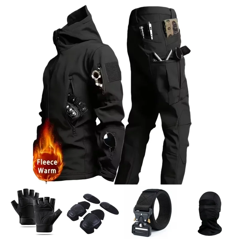 

Men's Tactical Suit Set with Gloves Knee Pads Waist Belt Accessories Outdoor Hunting Training Suit 2-piece Jacket + Pants Set