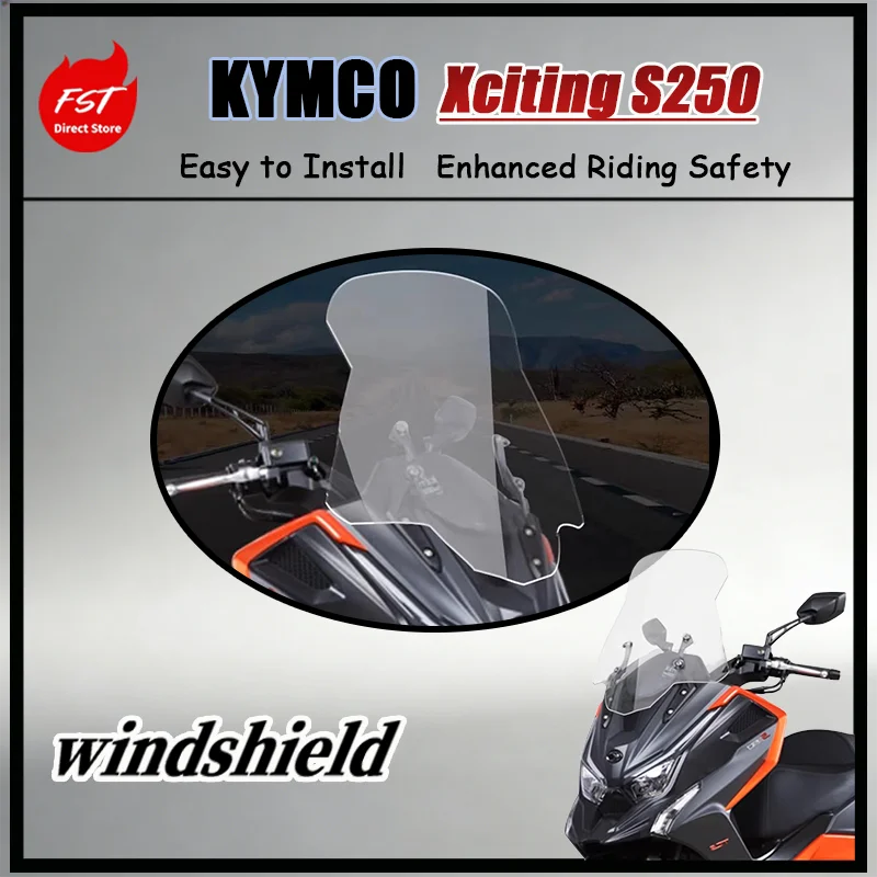 FOR KYMCO Xciting S250 DTX360 Wide Tall Front Windscreen Anti-Glare Coating Modified Big Size Compatible Motorcycle Accessory