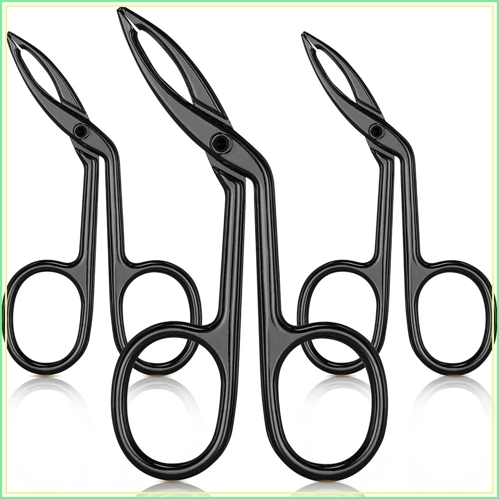 Precision Stainless Steel Eyebrow Tweezers Set with Slanted Tip, Flat Straight Handle, 3 Pieces