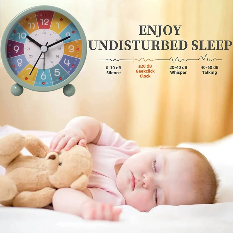Educational Wall Clock for Kids Learning Time, Silent Non-Ticking Decorative Clock for Classrooms or Bedrooms Green-A79M