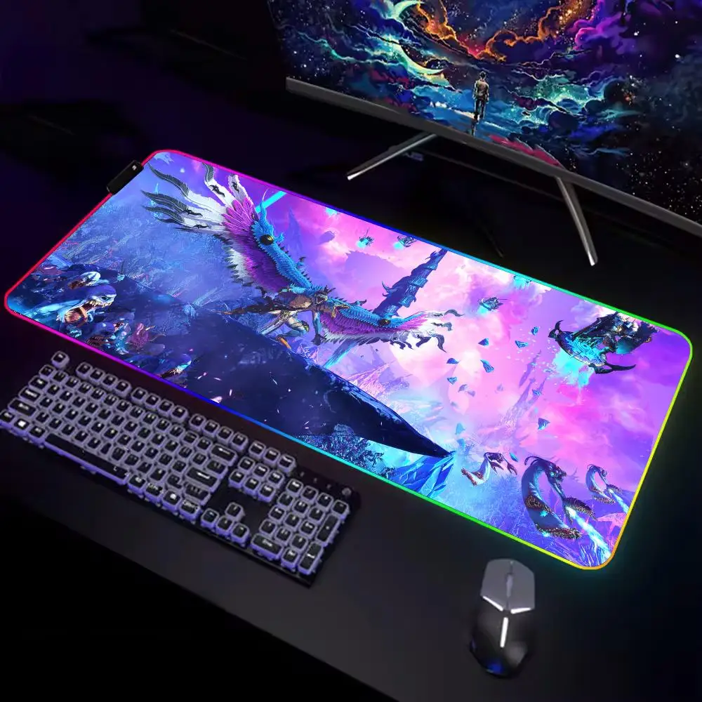 W-Warhammer Mouse Pad Gamer Rgb tappetino da scrivania retroilluminazione Led Mousepad Setup accessori da gioco Deskmat grande Mousepad retroilluminazione