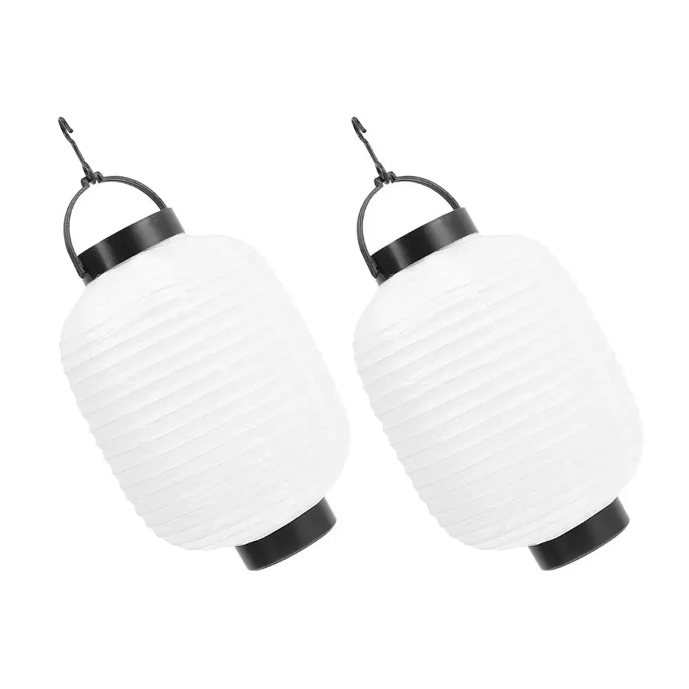 2 Pcs Paper Lanterns Folding with Light Japanese Festive White Foldable Decorative Baby
