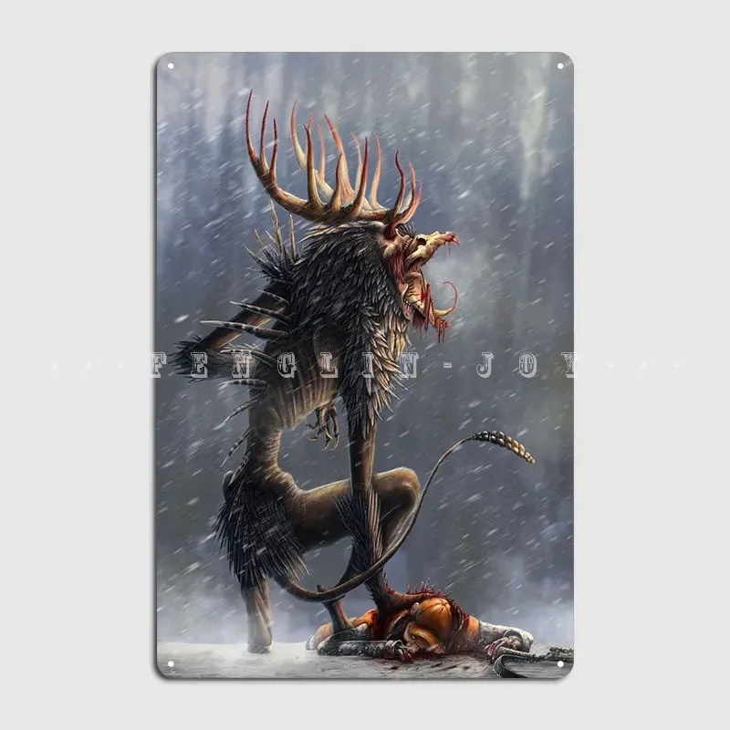 Wendigo لوحة معدنية ملصق نادي حفلة سينما تصميم لويحات تين تسجيل الملصقات