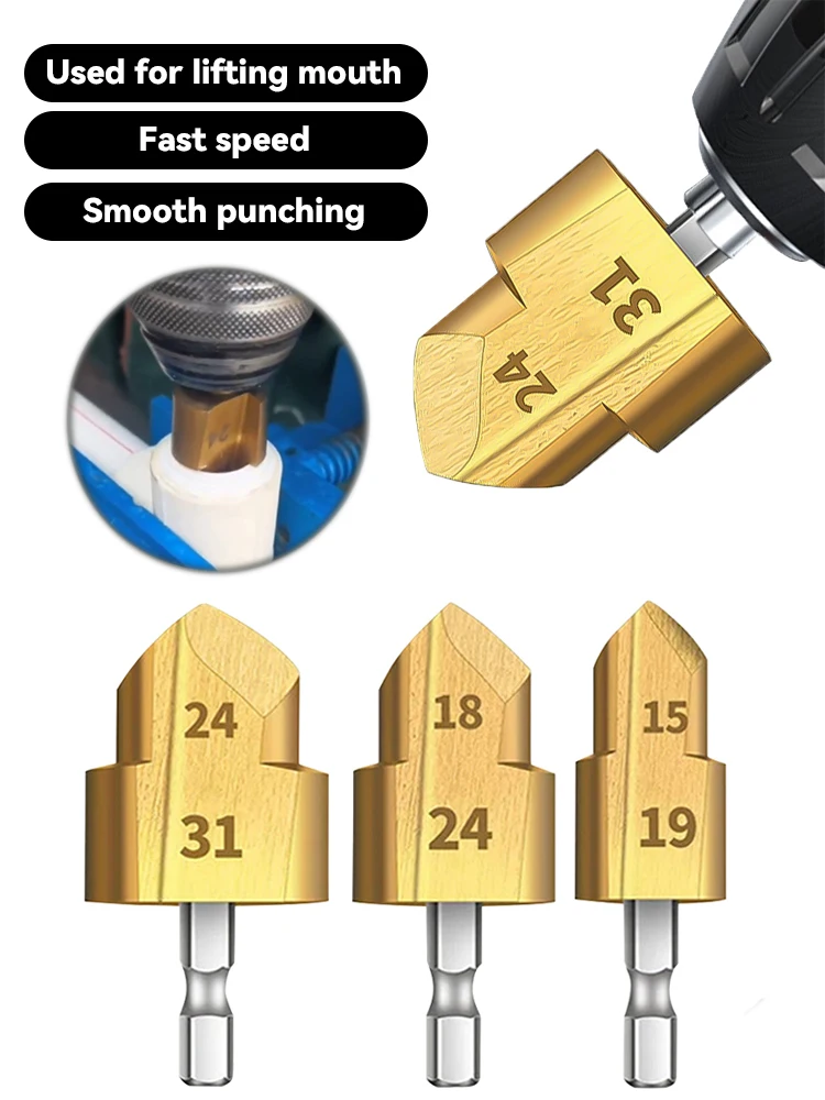 PPR Lifting, Stepped Drill Bit, Hexagon Shank Water Pipe Connection Tool 20/25/32mm,full Open Process Hand Tool Wireless drills