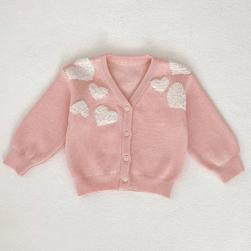 2025 New Autumn Newborn Baby Girls Sweater Coat Long Sleeved V-neck Toddler Baby Girl Knitting Cardigan  0-3Yrs Children Clothes