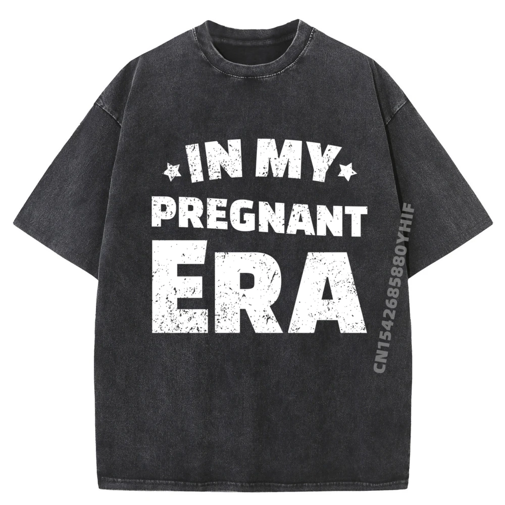 

In My Pregnant Era Mens Designer Clothes Graphic Tees Mens Big And Tall Loose Washed Shirt Chinese Style