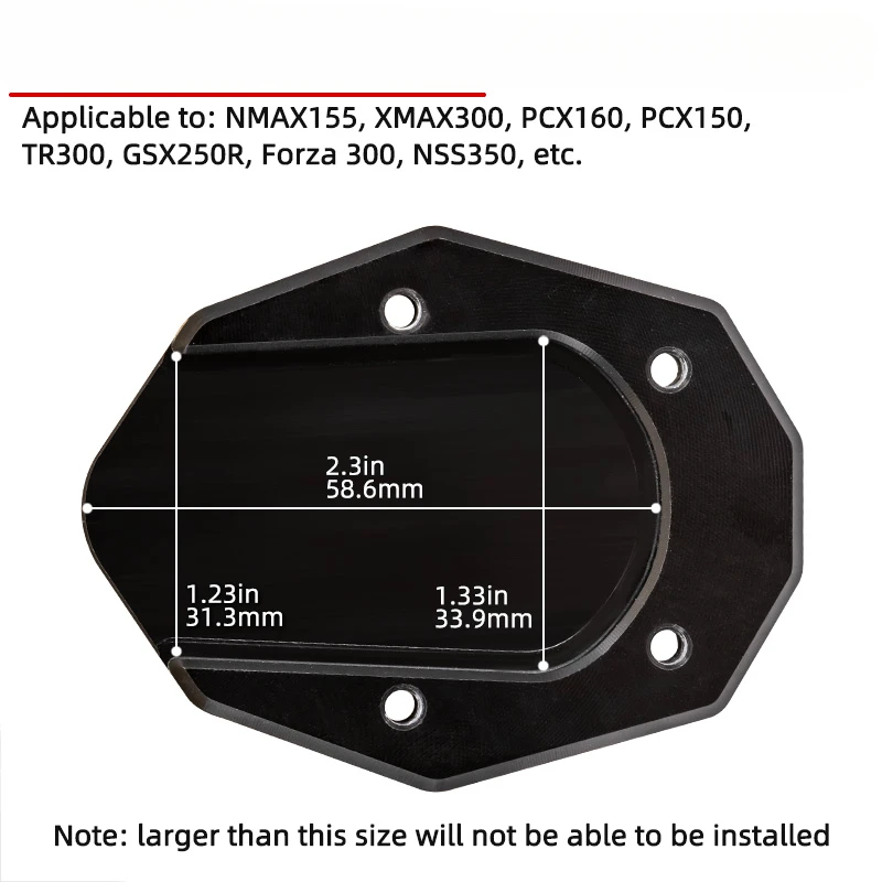 CNC 알루미늄 합금 오토바이 킥스탠드 사이드 스탠드 익스텐션 패드 확대기 플레이트, 야마하 NMAX AEROX155 Nvx155 XMAX 250 300