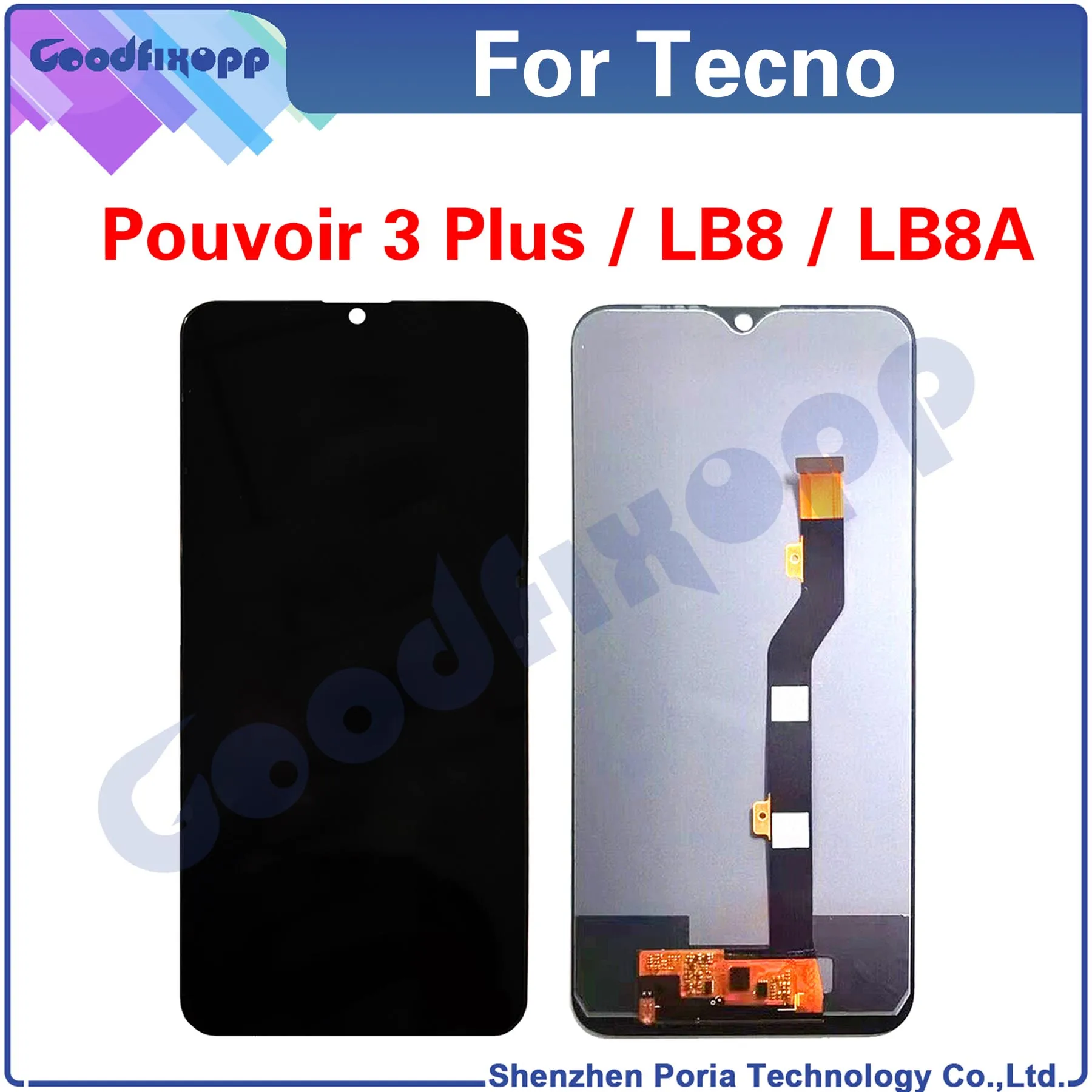 For Tecno Pouvoir 3 Plus LB8 LB8A Pouvoir3Plus LCD Display Touch Screen Digitizer Assembly Repair Parts Replacement