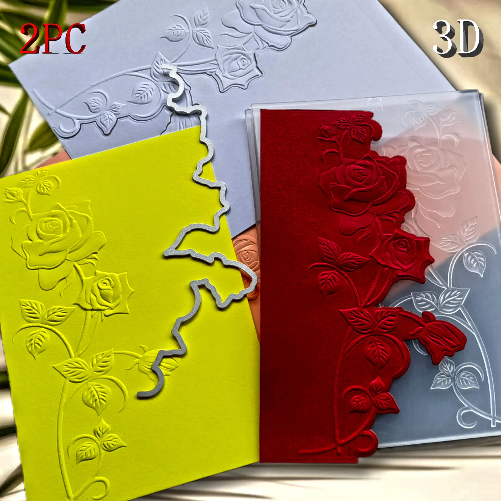 Carpeta en relieve 3D y troqueladora a juego - El momento silencioso de flor de rosas con diseño de elemento de encaje fácil de imprimir - P