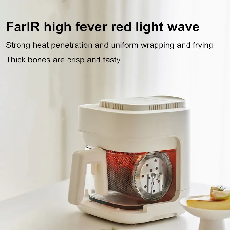 New Air Fryer with See-Through Glass Basket–Small, Non-Stick,No Flip Needed, for Home Kitchen, 2L Capacity, 900W, Easy to Clean