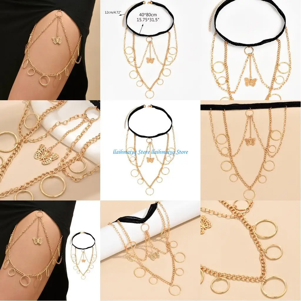 573B سلسلة ساق فاسق مع سلسلة فخذ فراشة مجوفة لتزيين الحفلات لتنورة الفتاة