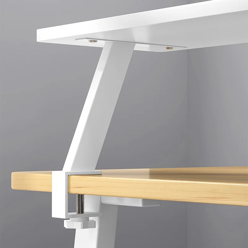 منظم مكتب متعدد الاستخدامات مع مشبك معدني على شكل حرف U - رف تخزين خشبي قوي للمكتب والدراسة والقراءة