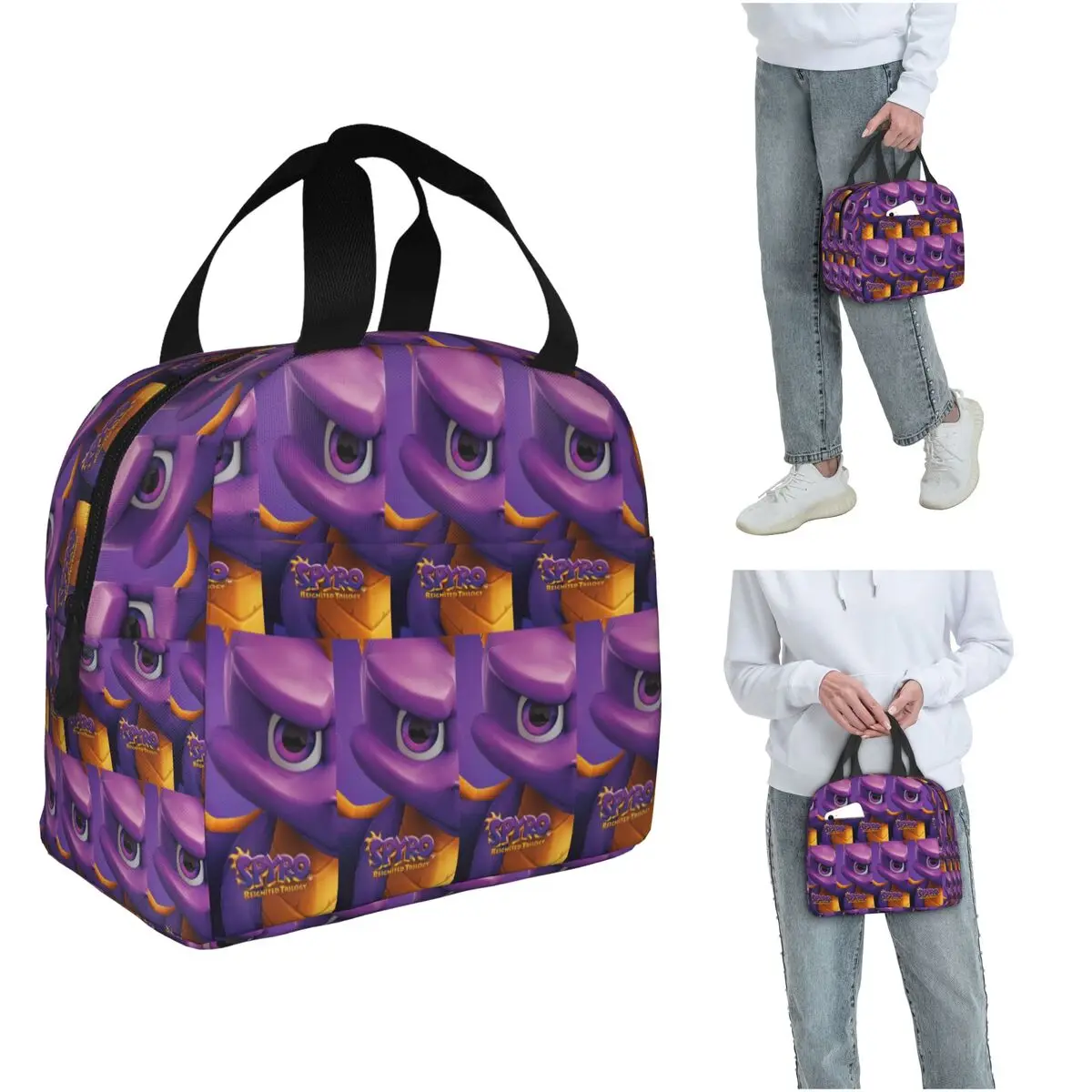 Spyro The Dragon Spyro Insulated Lunch Bag for Women Kids Portable Food Boxes Thermal Lunch Box Tote