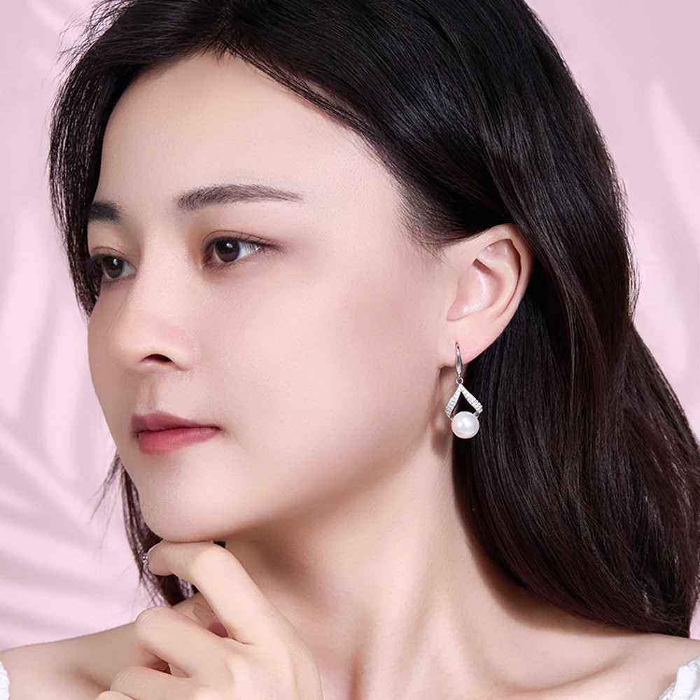 Kolczyki sztyfty NASIYA z perłami 10 mm, srebrne kolczyki dla kobiet, minimalistyczny design, elegancka biżuteria, kolczyki na imprezę, rocznicę, ślub, prezent na urodziny