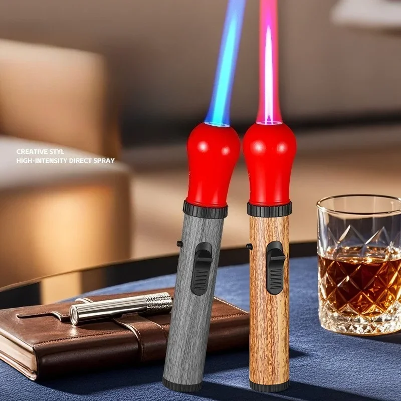 

2026 новый высокотемпературный сварочный пистолет в стиле ручки, ветрозащитная зажигалка с прямым газом 360° ° Открытая зажигалка для сигар для барбекю, мужской подарок