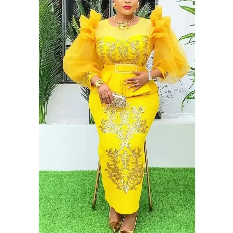 فساتين سهرة بمقاسات كبيرة للنساء فستان ترتر أفريقي فاخر أنيق لحفلات الزفاف الربيعية فستان طويل ملابس أنقرة للسيدات #1