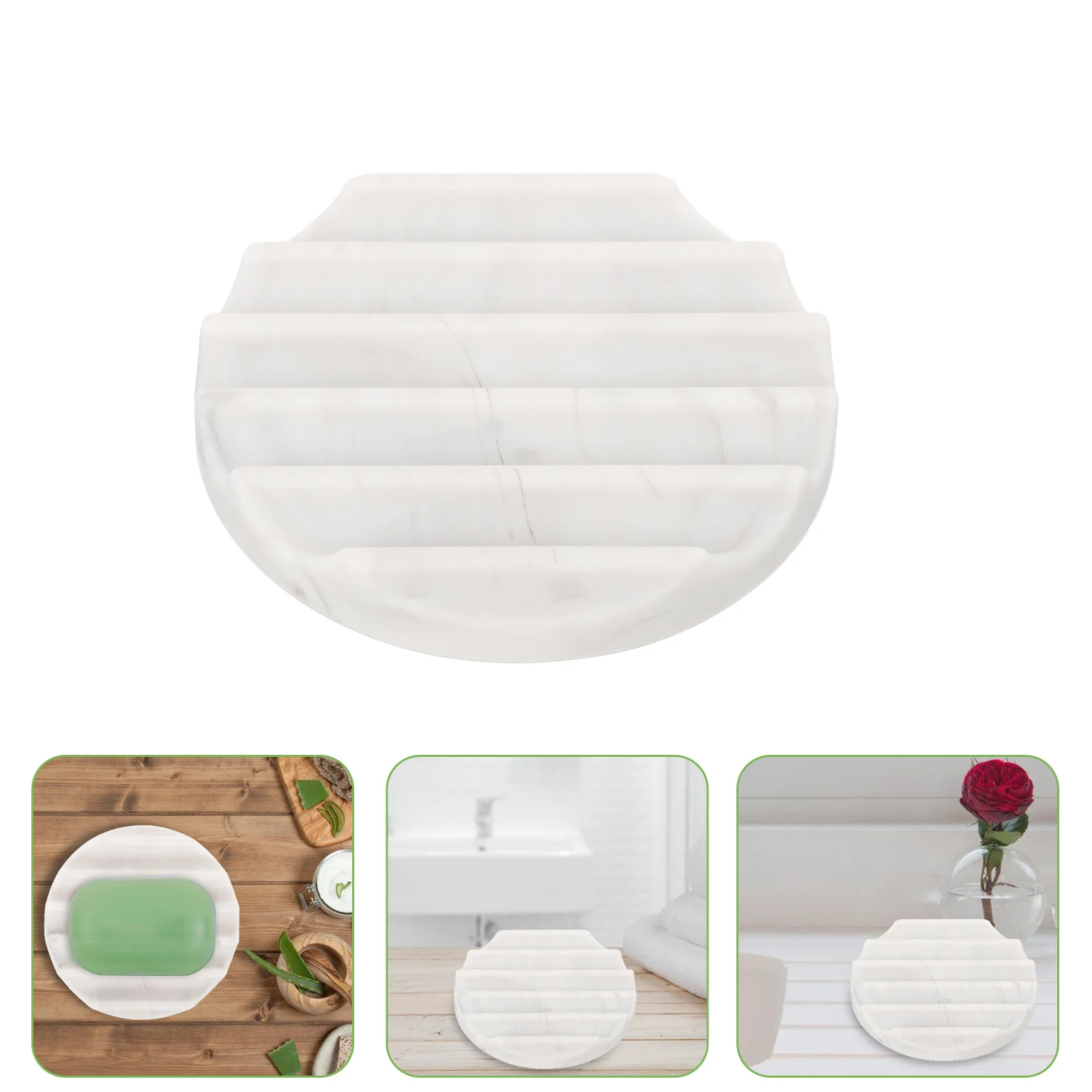 

Marble Soap Dish Spong Bathroom Holder Sink Silicone Bar Draining Tray Silica Gel for Travel