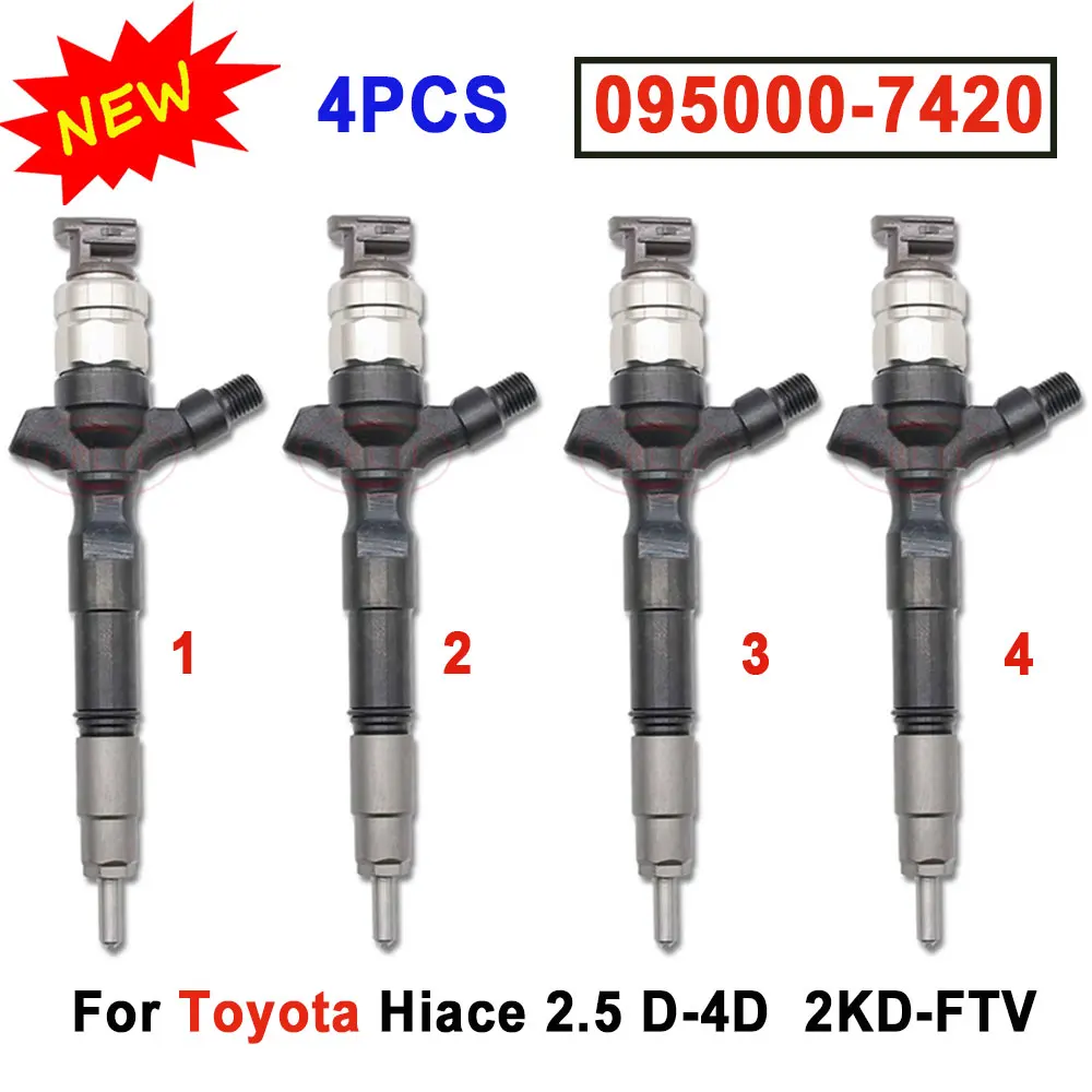 

Новый дизельный инжектор 095000-7420 (0950007420) для системы впрыска топлива 23670-30250 для Toyota Hiace 2.5 D-4D 2KD-FTV, 4 шт.