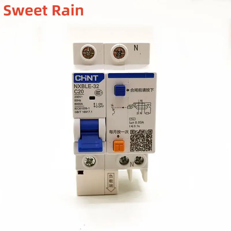New CHINT Circuit Breaker NXBLE-32  1P+N 30mA   C6A 10A 16A 20A 25A 32A Residual current Circuit breaker Replace DZ47LE-32 RCBO