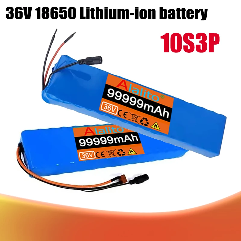 36V 99999mAh, 10S3P battery pack, suitable for 250W-500W devices+42V 2A charger, built-in 15A BMS