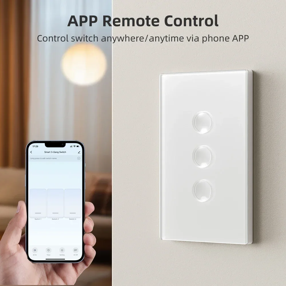 1 2 3 4 Gang Tuya Zigbee Smart Light Switch,Groove Design Touch Button,Smart Life APP Remote Control,Work with Alexa Google Home