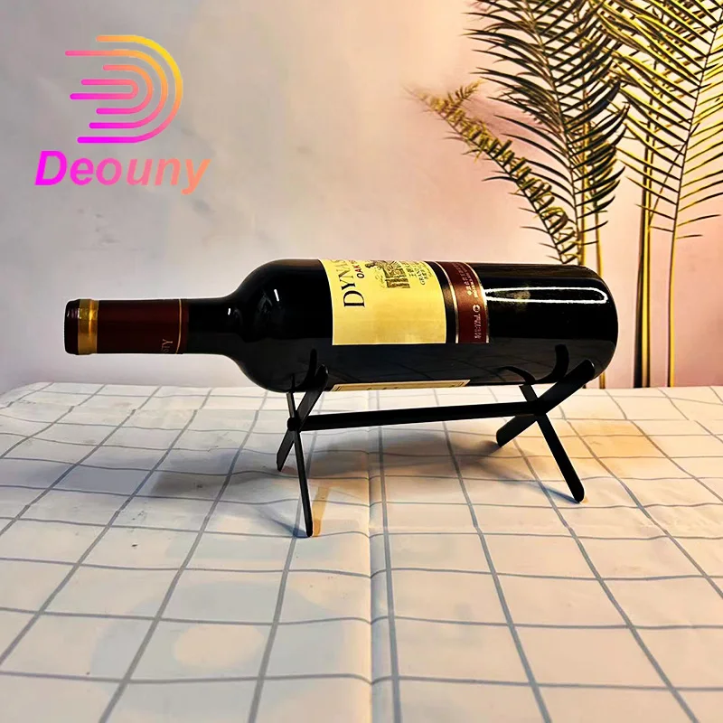 DEOUNY Metal Red Wine Display Rack Creative Disassembly and Assembly Red Wine Rack One Bottle Black Unique Style