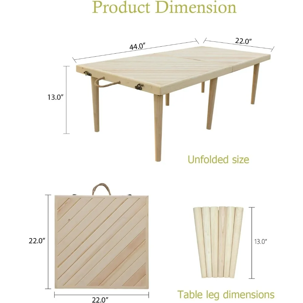 Small Picnic Table,22 * 44 Inch,Boho Low Picnic Table,Foldable Picnic Table Low Height,Mini Picnic Table,Picnic Table for Two,Ca