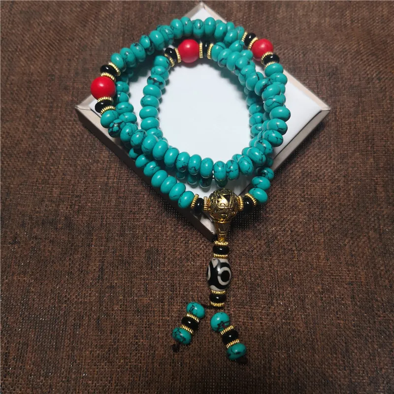 

Artificial Turquoise 8MM1088 Bracelet Dzi Bead Gold-Plated Three-Way Accessories Jewelry