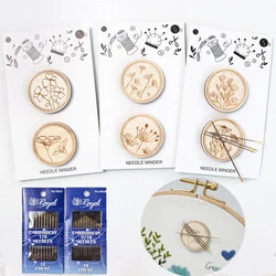 Wood Round Magnetic Needle Aspirator Multipurpose Collection Supplies for Sewing Tool Collection Accessory Simple Pin Holder