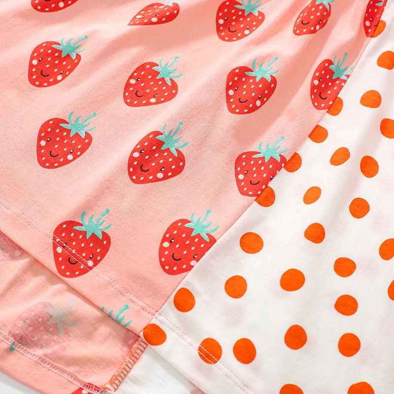 Little maven 2024 Summer Cartoon strawberry Dress Baby Girls Cotton Casual Clothes Soft for Toddler Infant Kids 2 to 7 years