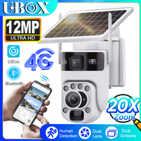 Ubox 12MP 4G LTE Solar Camera Dual Lens 20X ZOOM Outdoor WiFi Security Camera PTZ Human Detection Auto Tracking Night Vision Cam