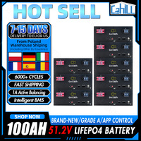 48V 100AH Lifepo4 Battery Pack 1A Active Balancing Built-in Smart BMS Grade A 51.2V Rechargeable Cell For RV Home Energy Storage