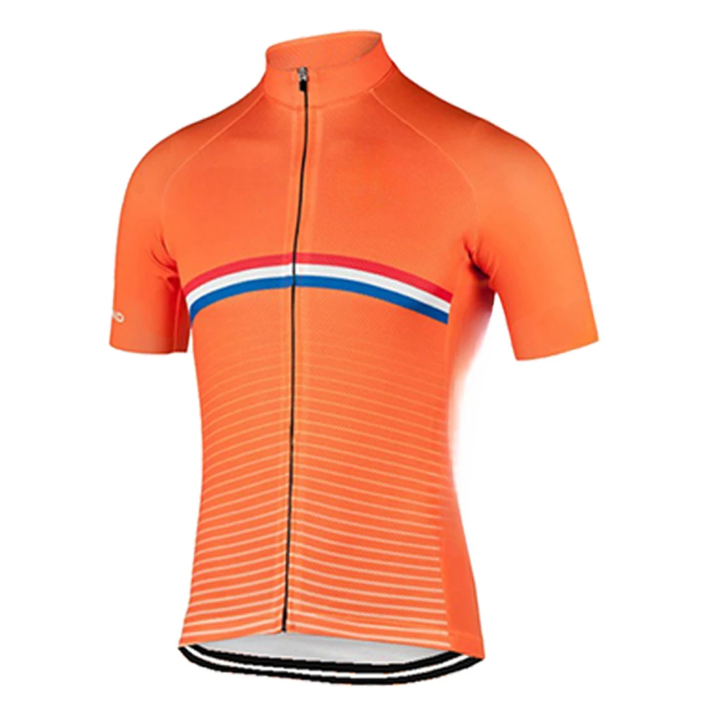 NEW Mens Netherlands Cycling Jersey Orange Bike Clothing Bicycle Wear Short Sleeve Customizable