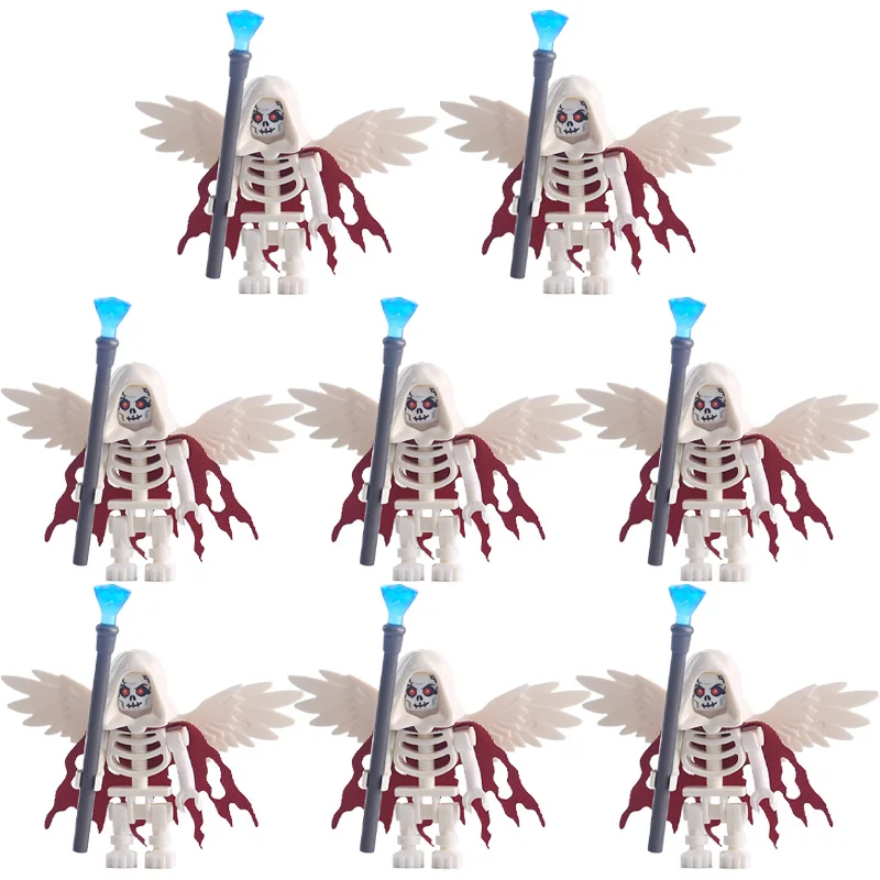 Halloween Military Army Skeleton Corps Building Blocks Bone Soldiers Figures Samurai Sword Ninja Blade DIY Assembled Bricks Toys