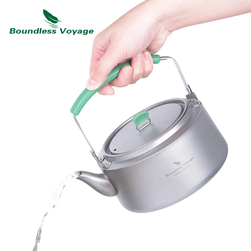 Boundless Voyage 800ml / 1.2L Camping Titanium Kettle Tea Pot with Filter Lightweight Outdoor Home Kitchen Coffee Water Jug