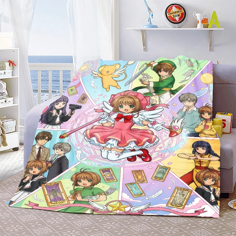 Cardcaptor Sakura Warme Überwurfdecke aus Flanell, weiche, gemütliche, leichte Decke für Bett, Sofa, Heimdekoration – QJY