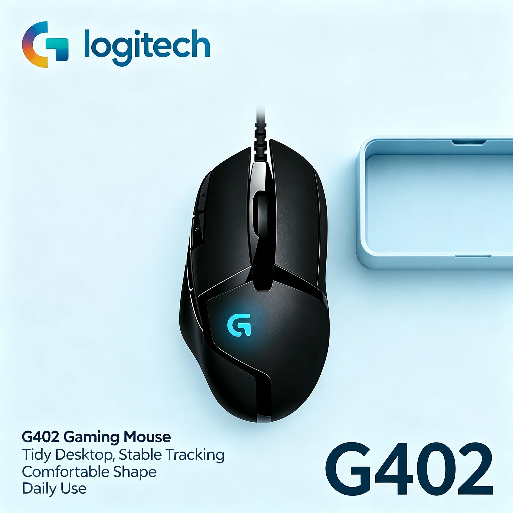 Logitech G402 Wired Gaming Mouse RGB Backlit Ergonomic Mice For PC Gamer