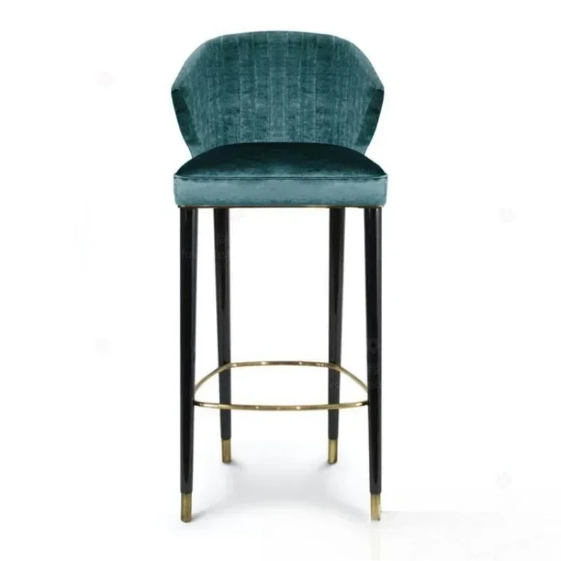Simple Modern Solid Wood Bar Chair Furniture High KTV Cafe Hotel Leisure Fabric Front Desk Chair
